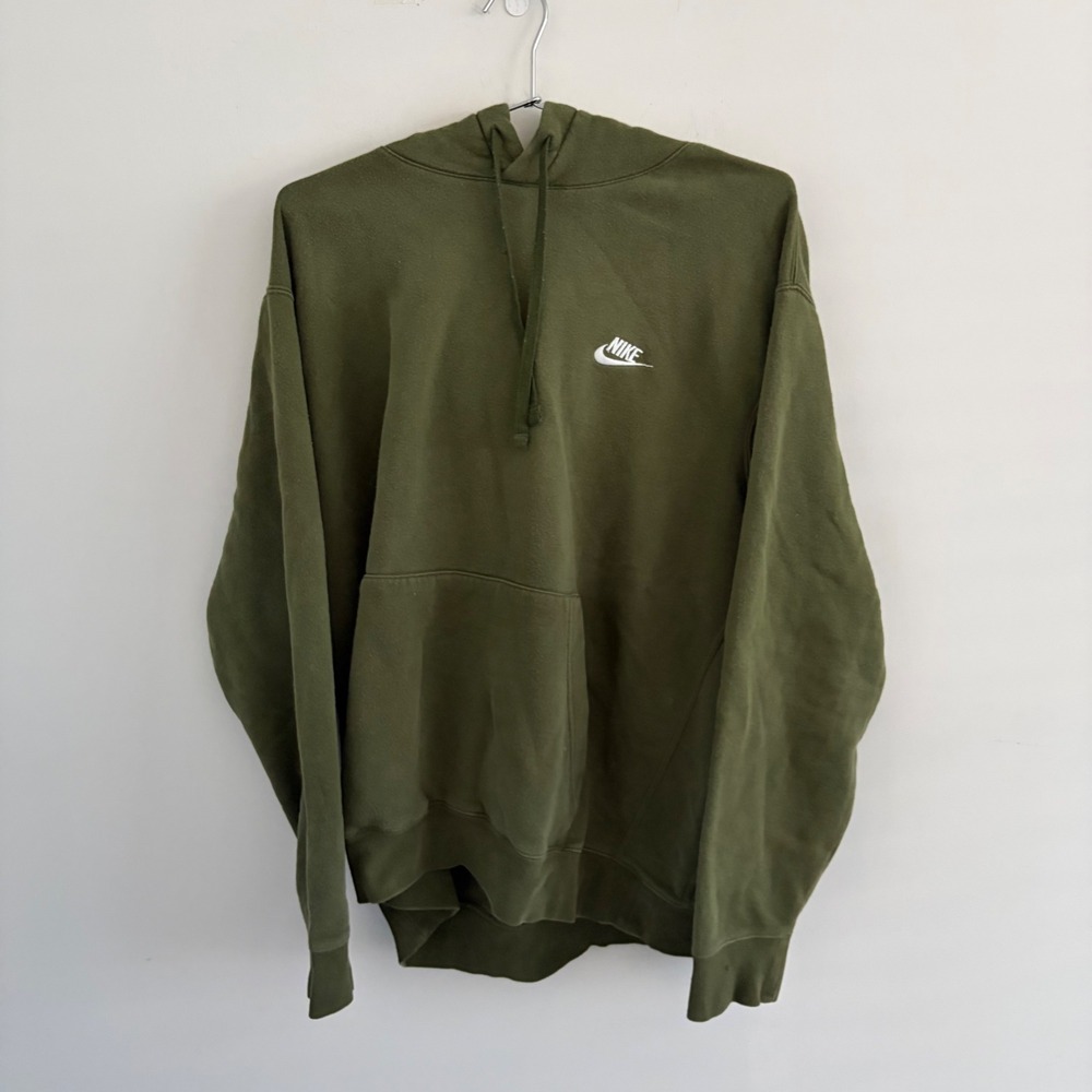 Nike Mens Sportswear Club Fleece Pullover Hoodie Olive Green Large
